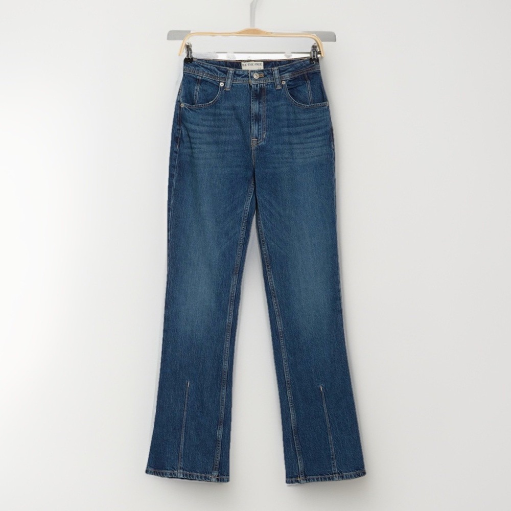 NEW Free People CRVY Starlight Straight Leg Blue Jeans Western Rodeo Sz 24 $128